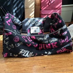 Victoria’s Secret PINK duffle luggage rolling weekend bag